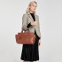 LH6910 - Miss Lulu Leather Look Classic Handbag - Brown